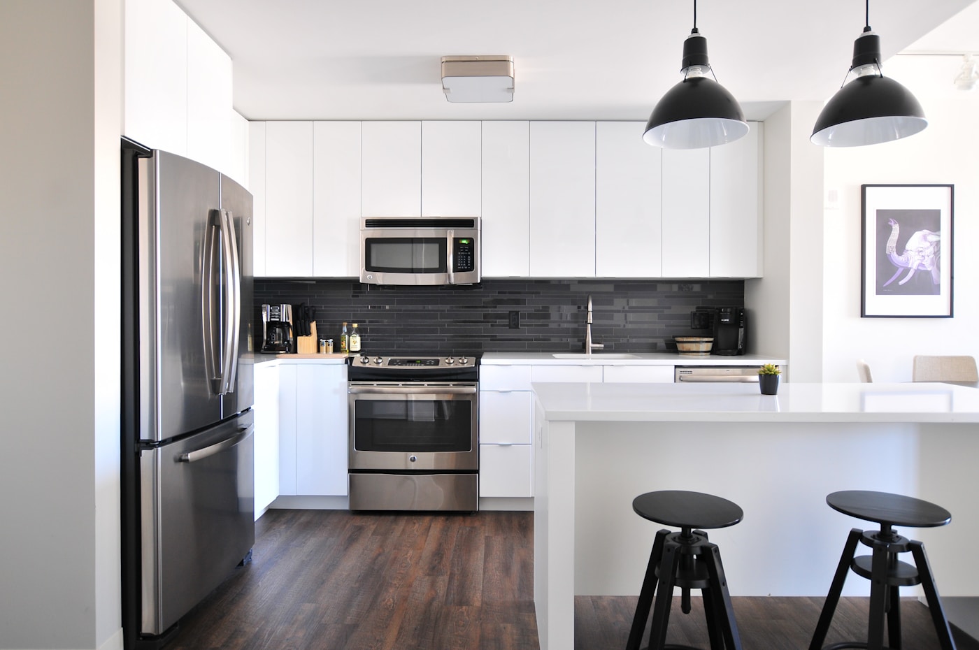 Freshly painted kitchen cabinets with smooth finish